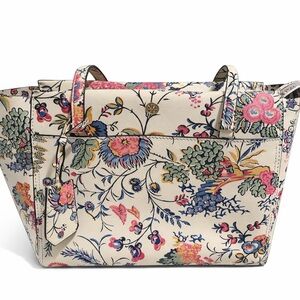 Tory Burch Cream Floral Print Leather Tote